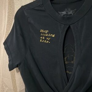 BOYS LIE stop looking at my t*** tee shirt with twist detail size medium 🥝🥝